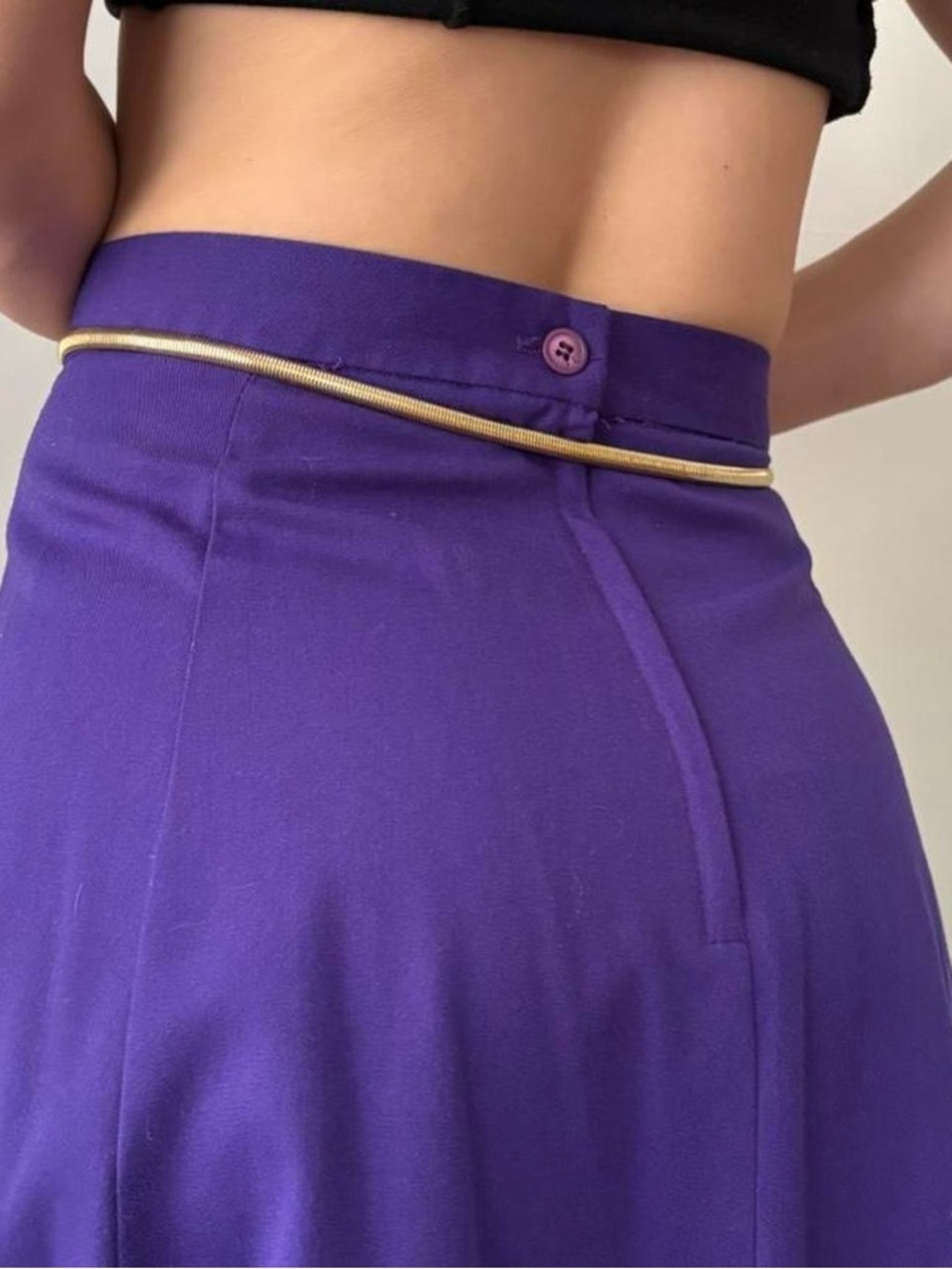 Vintage 80s mermaidcore / glam gold stretchy belt with shell buckle - Picture 4 of 4